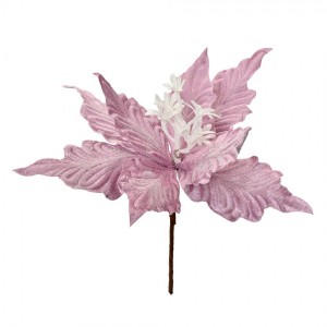 Fialková dekorace květina vánoční hvězda Poinsettia - Ø 28*30 cm