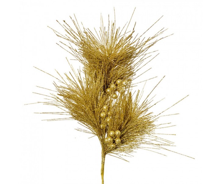 Vánoční zlatá umělá třpytivá větvička s bobulemi - 25*10*80 cm Clayre & Eef