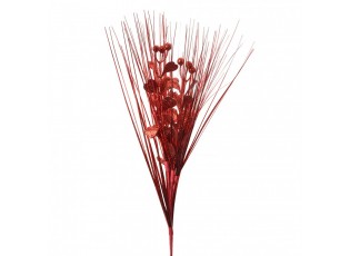 Vánoční červená umělá třpytivá větvička s bobulemi - 31*6*78 cm