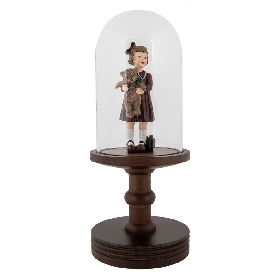 Hnědý dřevěný podnos se skleněným poklopem Ricco - Ø 14*34 cm