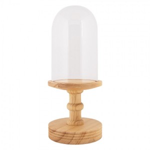 Přírodní dřevěný podnos se skleněným poklopem Ricco - Ø 14*34 cm