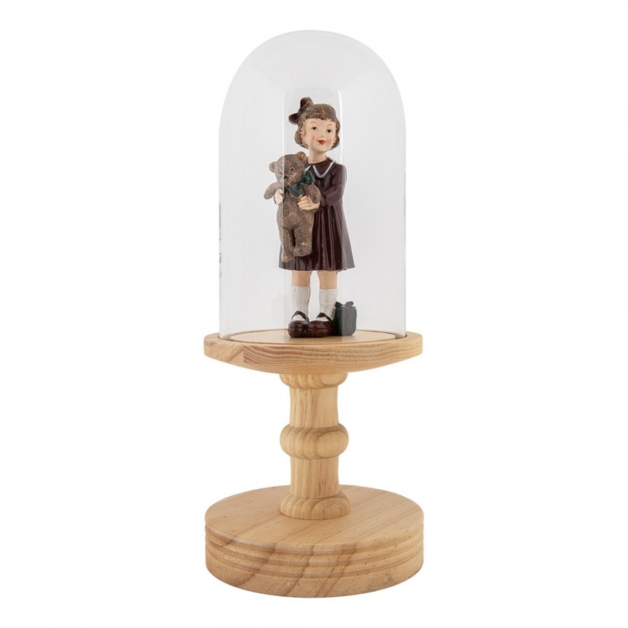 Přírodní dřevěný podnos se skleněným poklopem Ricco - Ø 14*34 cm