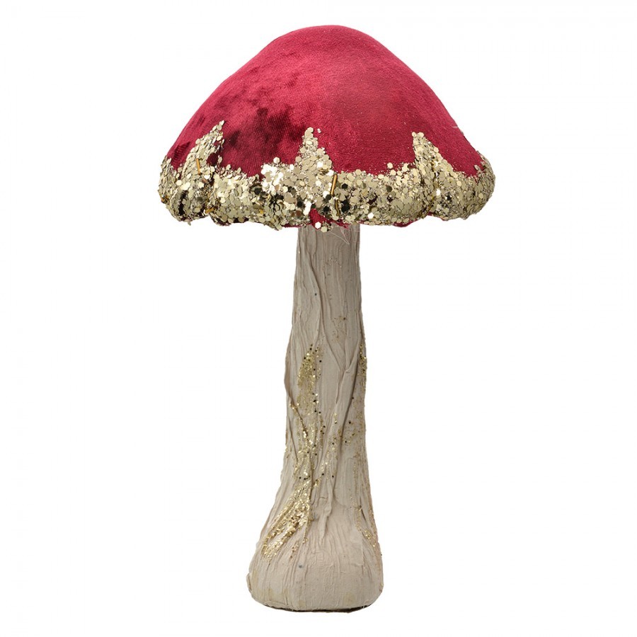 Houba s červeným kloboukem a zlatými detaily Mushroom - Ø 17*29 cm