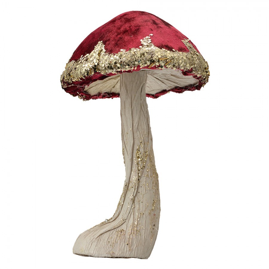 Houba s červeným kloboukem a zlatými detaily Mushroom - Ø 17*29 cm