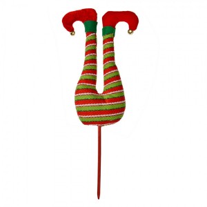 Vánoční dekorace zápich červené nohy skřítka Elfa - 19*4*50 cm