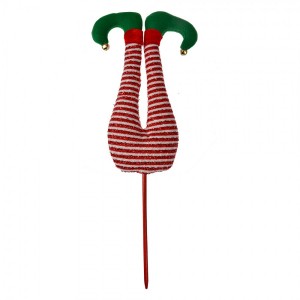 Vánoční dekorace zápich červené nohy skřítka Elfa - 19*4*52 cm