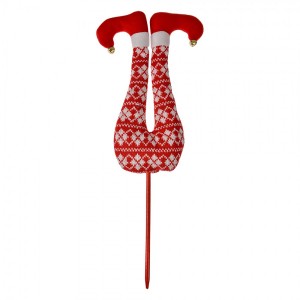 Vánoční dekorace zápich červené nohy skřítka Elfa - 19*4*50 cm