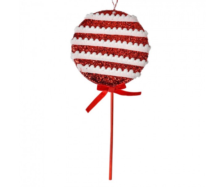 Christmas Ornament Lollipop 14x4x30 Cm Red Plastic - 14*4*30 cm Clayre & Eef