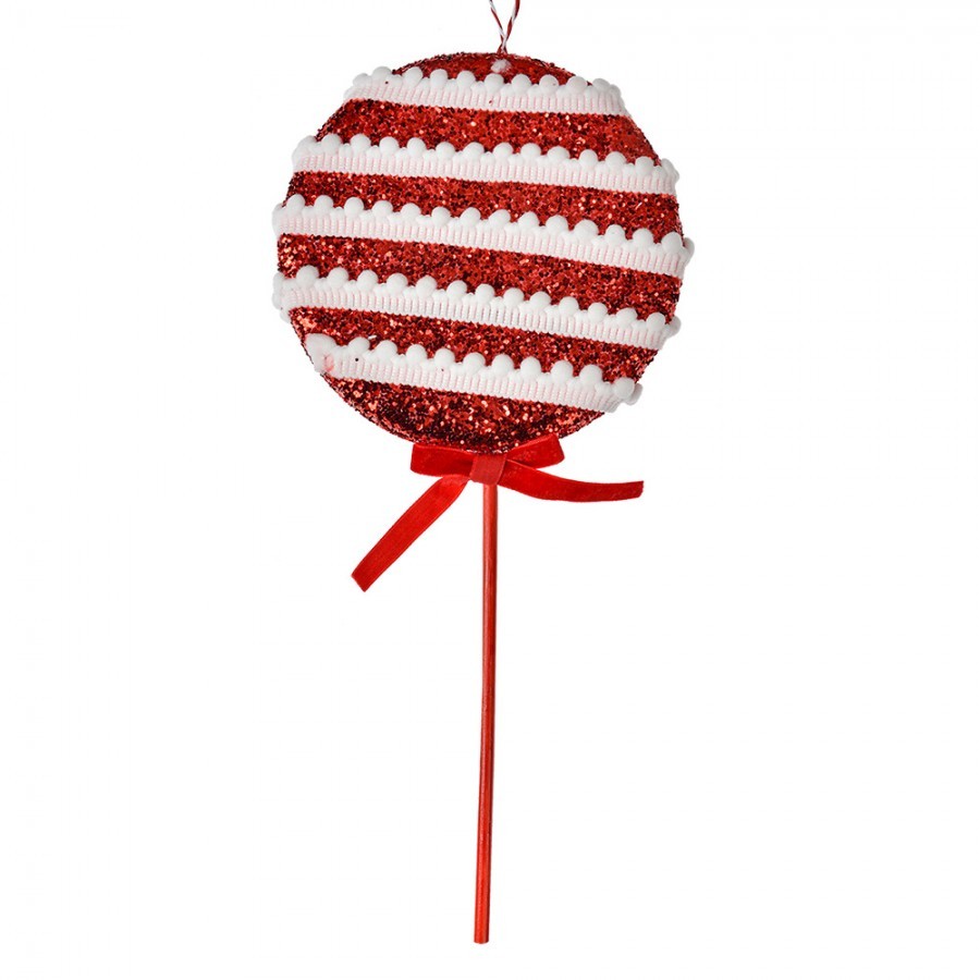 Christmas Ornament Lollipop 14x4x30 Cm Red Plastic - 14*4*30 cm