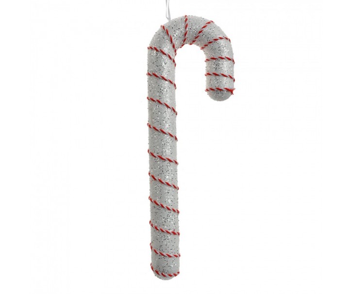 Christmas Ornament Candy Cane 11x4x33 Cm White Plastic - 11*4*33 cm Clayre & Eef