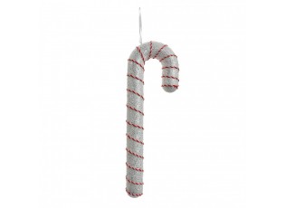 Bílo-červená třpytivá vánoční ozdoba cukrová hůlka - 11*4*33 cm