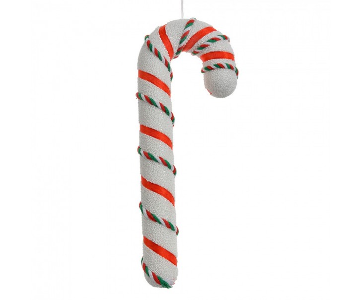 Christmas Ornament Candy Cane 10x3x26 Cm White Plastic - 10*3*26 cm Clayre & Eef
