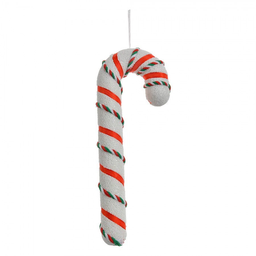 Christmas Ornament Candy Cane 10x3x26 Cm White Plastic - 10*3*26 cm Clayre & Eef Christmas Ornament Candy Cane 10x3x26 Cm White Plastic - 10*3*26 cm Clayre & Eef