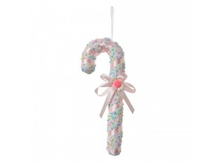 Barevná vánoční ozdoba cukrová hůlka mašlí - 10*3*26 cm