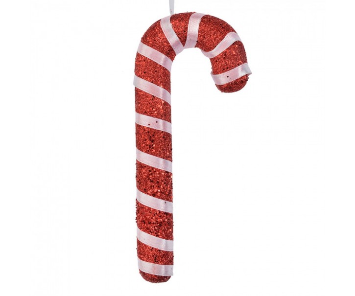 Christmas Ornament Candy Cane 8x2x17 Cm Red Plastic - 8*2*17 cm Clayre & Eef