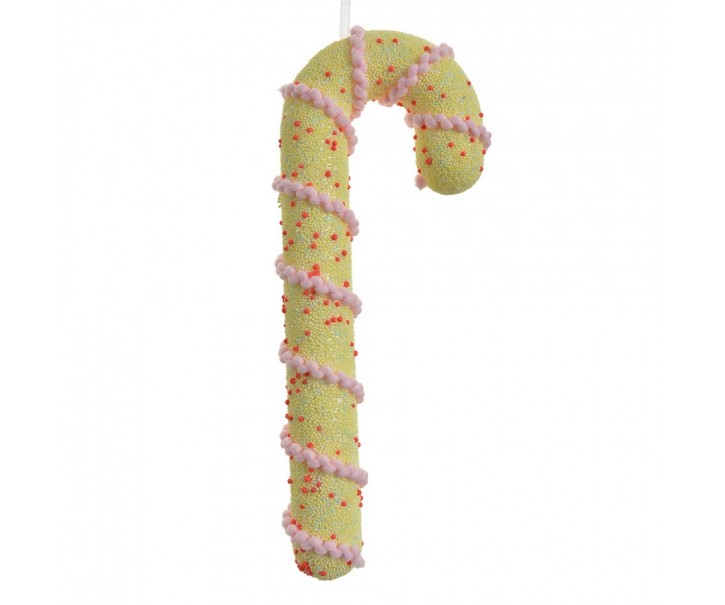 Christmas Ornament Candy Cane 10x3x26 Cm Yellow Plastic - 10*3*26 cm Clayre & Eef