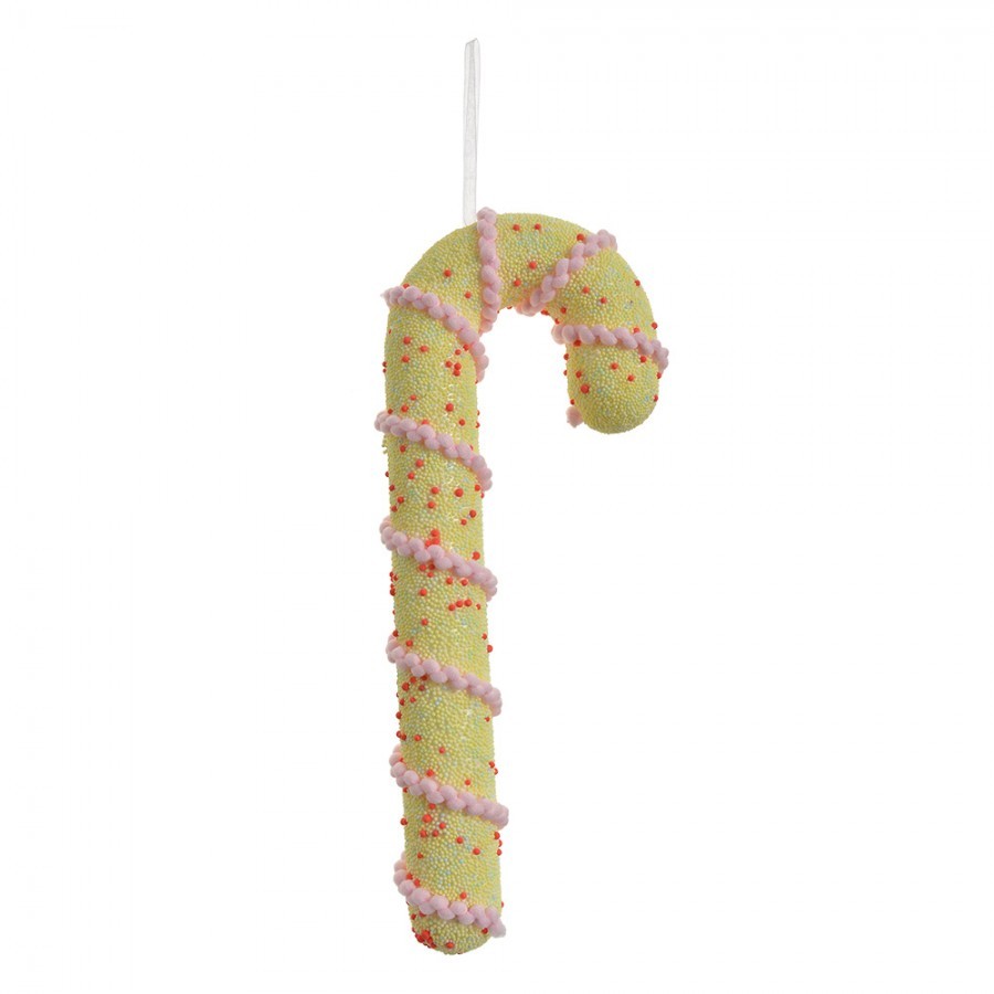 Christmas Ornament Candy Cane 10x3x26 Cm Yellow Plastic - 10*3*26 cm Clayre & Eef Christmas Ornament Candy Cane 10x3x26 Cm Yellow Plastic - 10*3*26 cm Clayre & Eef