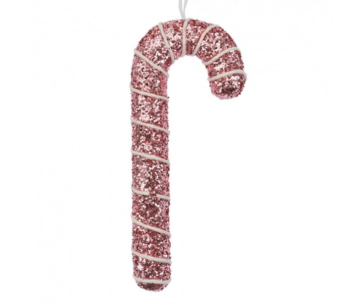 Christmas Ornament Candy Cane 7x2x17 Cm Pink Plastic - 7*2*17 cm Clayre & Eef