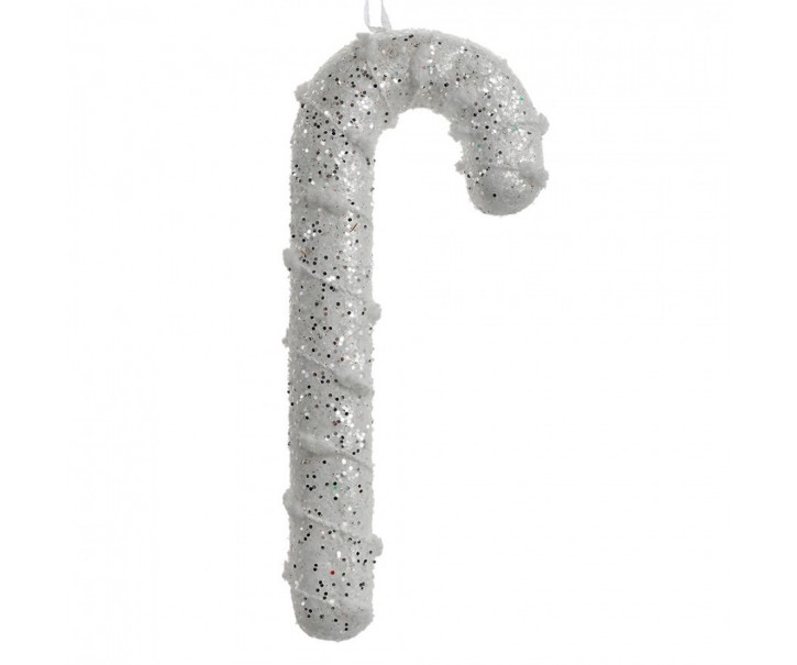 Christmas Ornament Candy Cane 7x2x17 Cm White Plastic - 7*2*17 cm Clayre & Eef