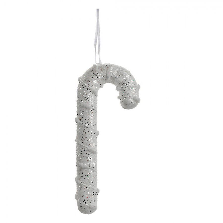 Christmas Ornament Candy Cane 7x2x17 Cm White Plastic - 7*2*17 cm Clayre & Eef Christmas Ornament Candy Cane 7x2x17 Cm White Plastic - 7*2*17 cm Clayre & Eef
