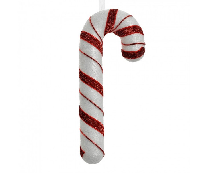 Christmas Ornament Candy Cane 20 Cm White Red Plastic - 8*3*20 cm Clayre & Eef