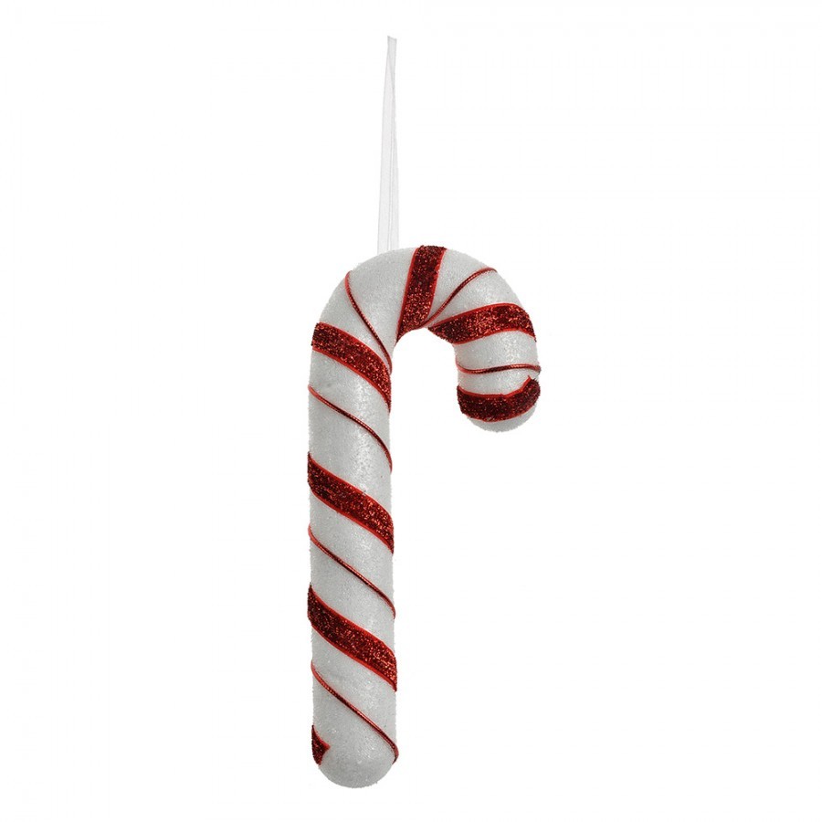 Christmas Ornament Candy Cane 20 Cm White Red Plastic - 8*3*20 cm Clayre & Eef Christmas Ornament Candy Cane 20 Cm White Red Plastic - 8*3*20 cm Clayre & Eef