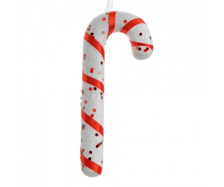 Christmas Ornament Candy Cane 17 Cm White Red Plastic - 7*2*17 cm Clayre & Eef