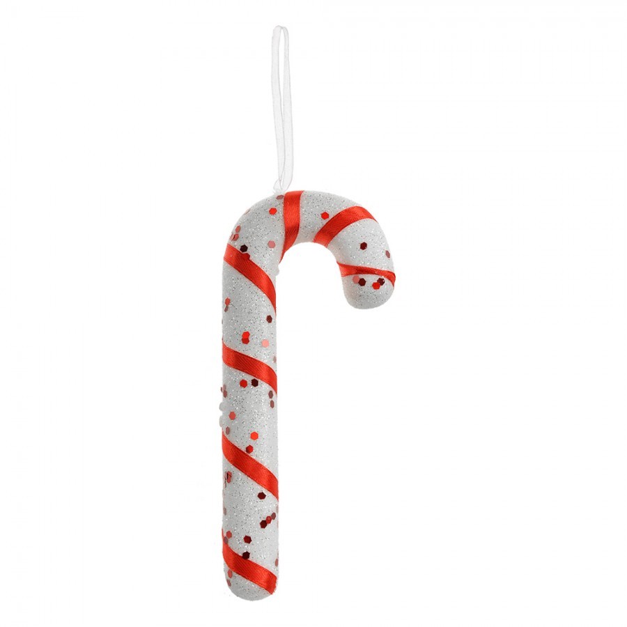 Christmas Ornament Candy Cane 17 Cm White Red Plastic - 7*2*17 cm Clayre & Eef Christmas Ornament Candy Cane 17 Cm White Red Plastic - 7*2*17 cm Clayre & Eef