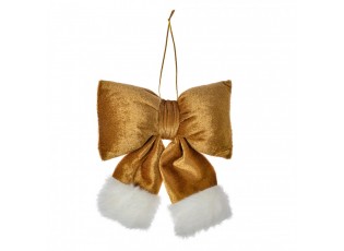 Christmas Ornament Bow 15x3x17 Cm Gold Colored Synthetic - 15*3*17 cm