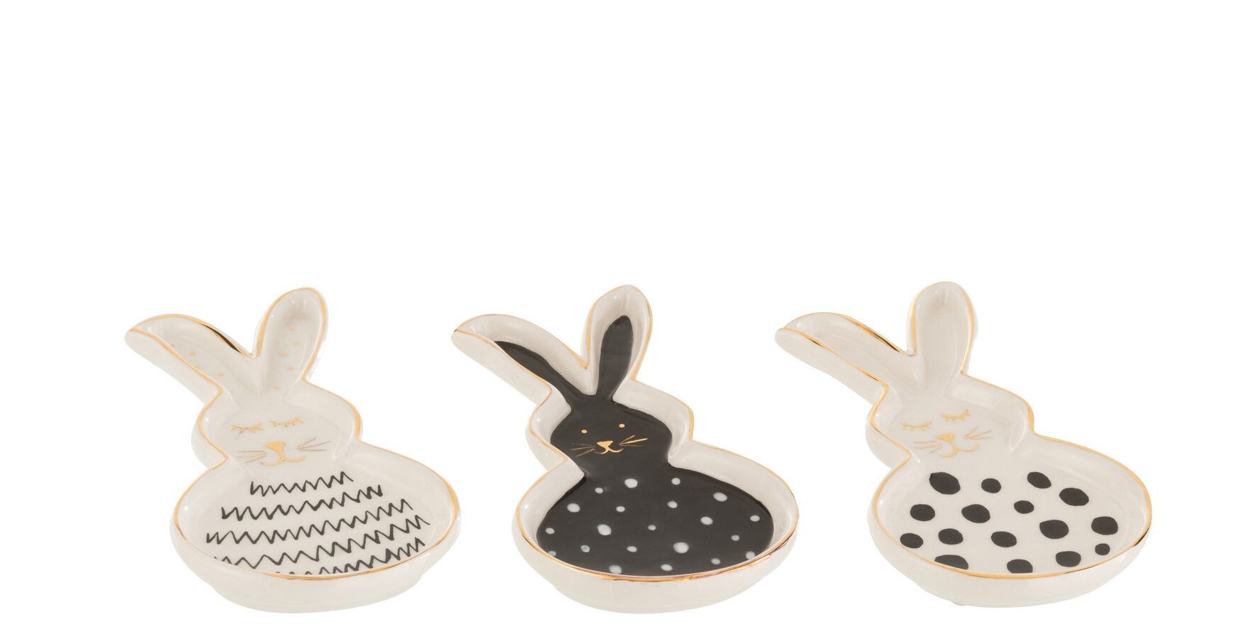 3ks keramický talířek ve tvaru králíčků Rabbit - 7*1,5*13,5 cm