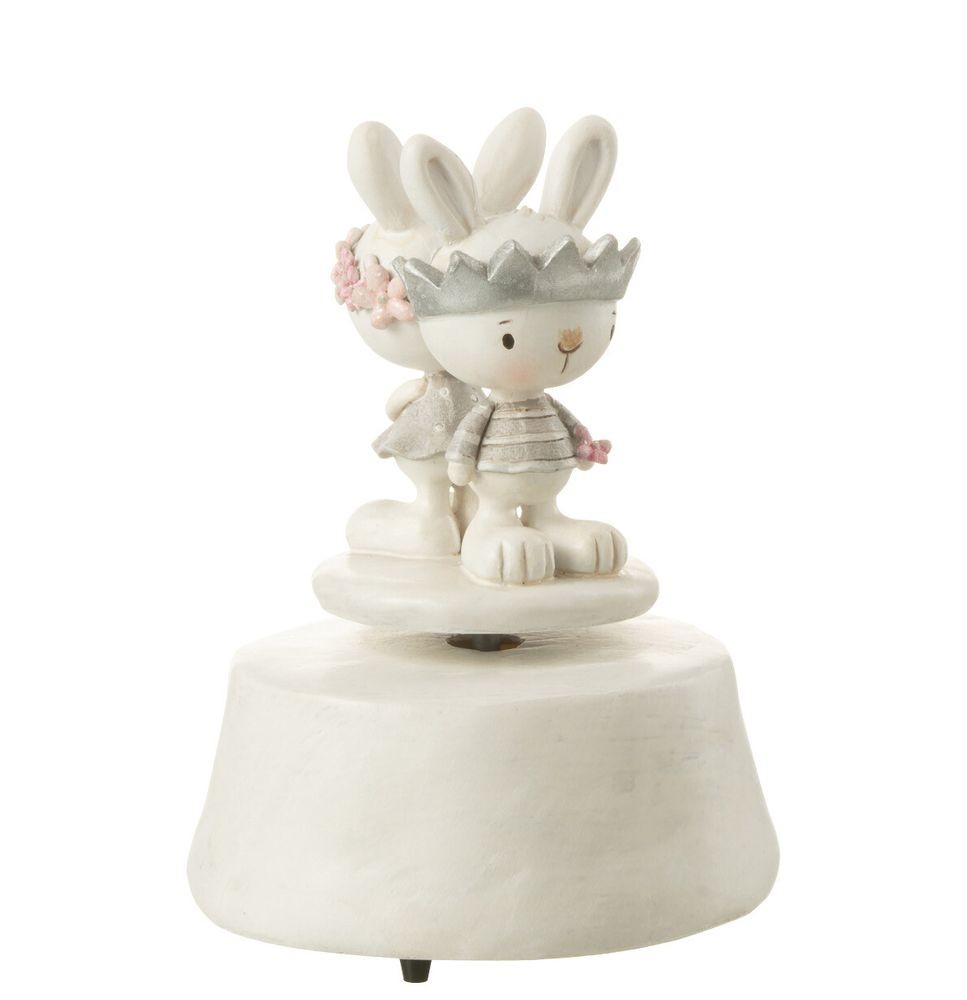 Natahovací hrací kolotoč s králíčky Music Box Rabbits - Ø 10*15 cm