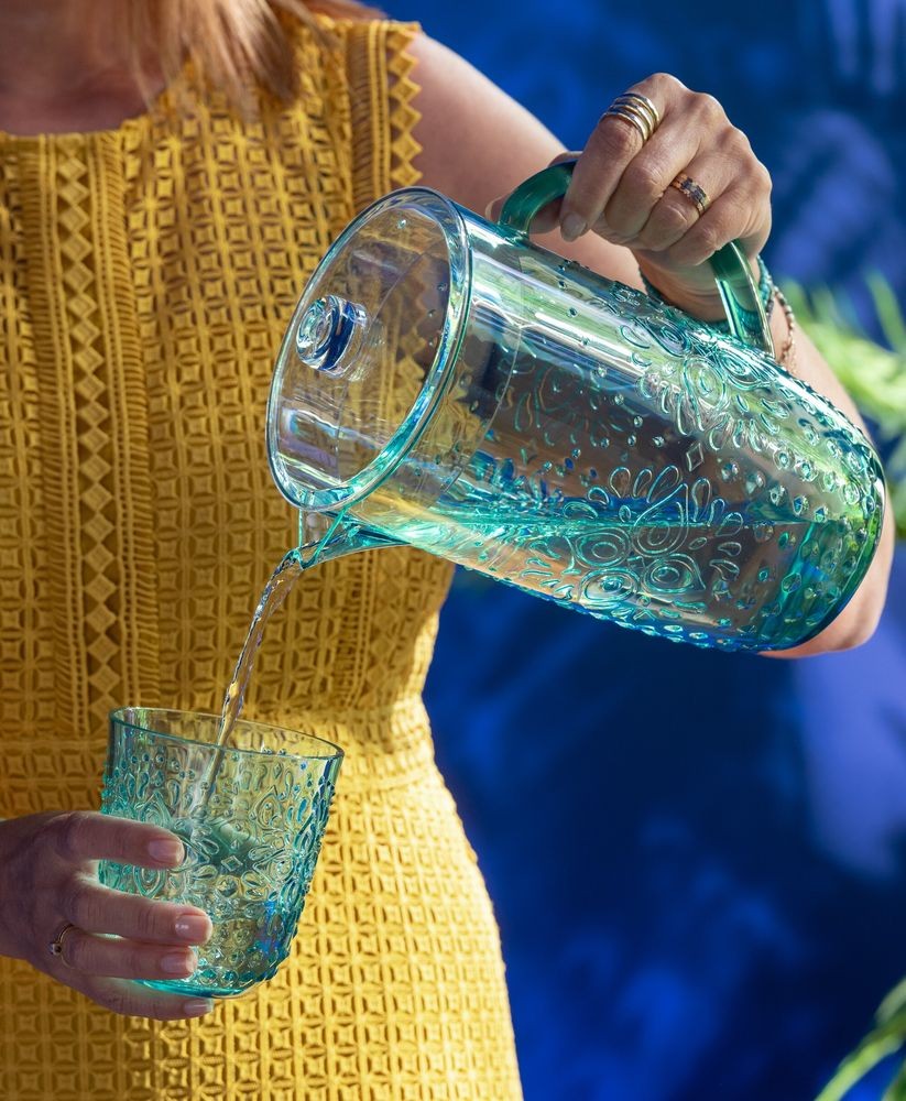 Modrý plastový džbán s víkem Aqua Blue - 20* Ø 13,5*23cm / 2,5L