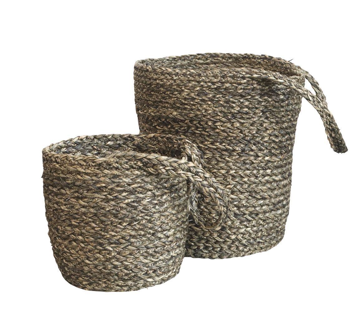 2ks závěsný úložný koš z mořské trávy Loani - Ø 27*30/ Ø 20*20 cm