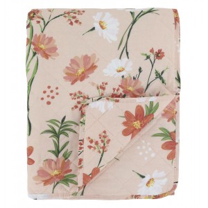 Růžový bavlněný přehoz s květy Aix Quilt Wild Flowers - 130*180 cm