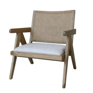 Přírodní dřevěné křeslo s výpletem Lounge Wicker - 65*70*77 cm