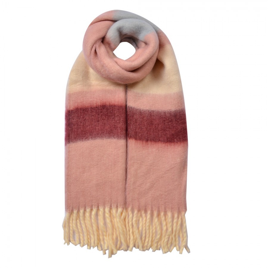 Winter Scarf Women 37x210 Cm Pink Synthetic - 37*210 cm