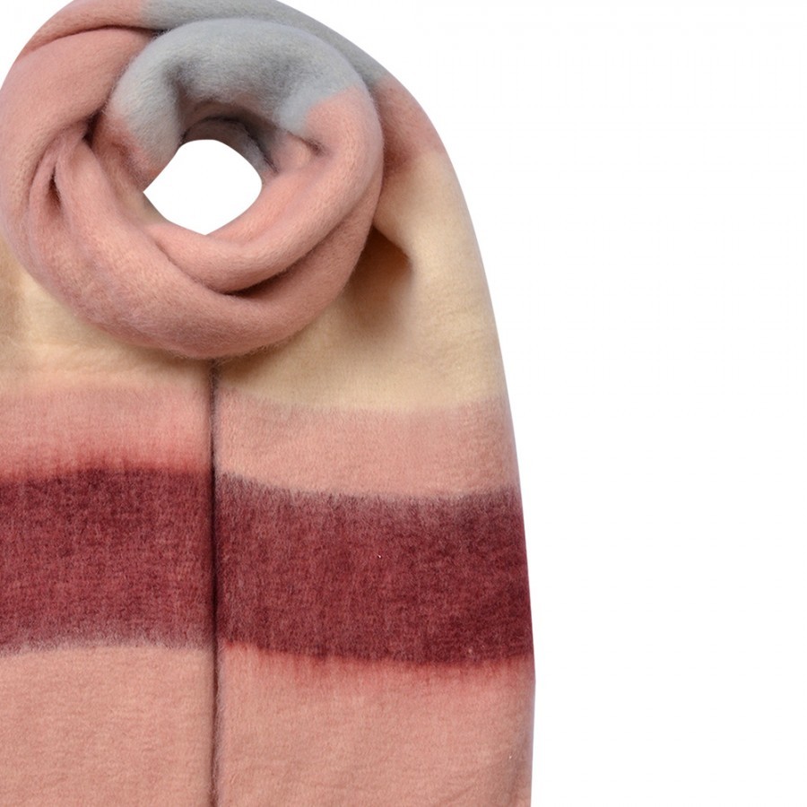 Winter Scarf Women 37x210 Cm Pink Synthetic - 37*210 cm Clayre & Eef Winter Scarf Women 37x210 Cm Pink Synthetic - 37*210 cm Clayre & Eef
