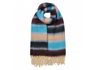 Winter Scarf Women 37x210 Cm Blue Synthetic - 37*210 cm