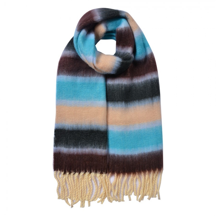Winter Scarf Women 37x210 Cm Blue Synthetic - 37*210 cm