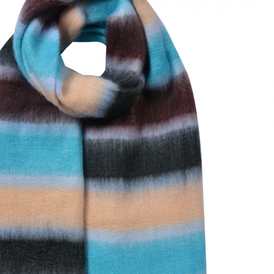 Winter Scarf Women 37x210 Cm Blue Synthetic - 37*210 cm Clayre & Eef Winter Scarf Women 37x210 Cm Blue Synthetic - 37*210 cm Clayre & Eef