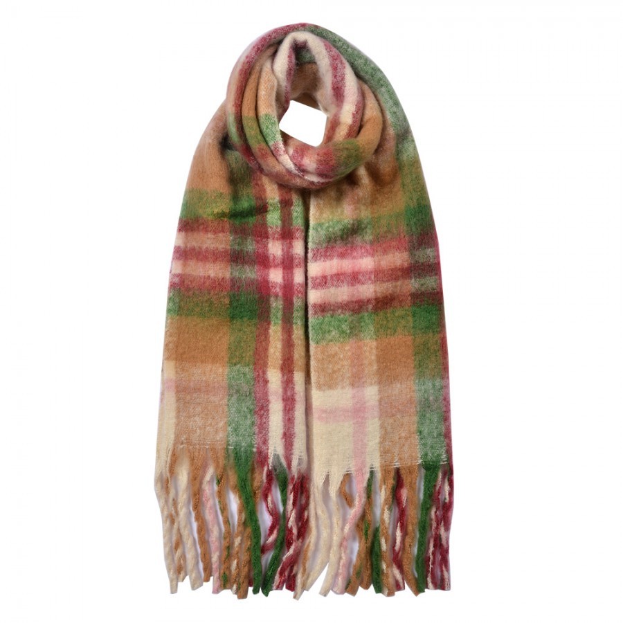 Winter Scarf Women 35x212 Cm Green Synthetic - 35*212 cm