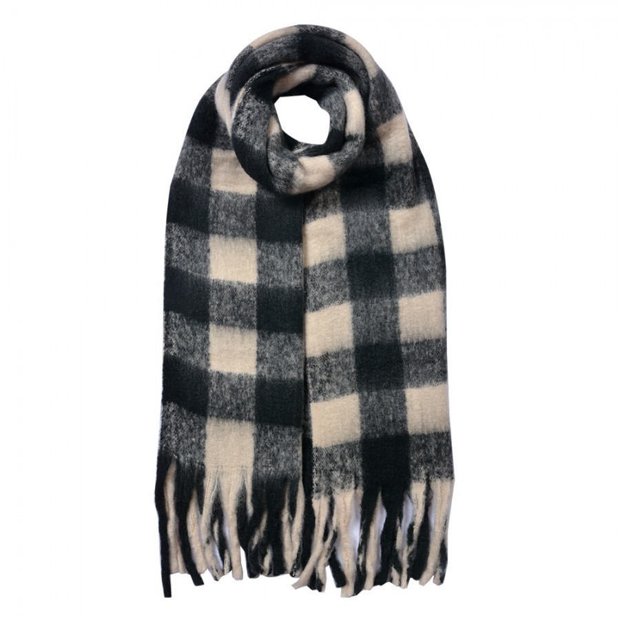 Winter Scarf Women 39x200 Cm Black Synthetic - 39*200 cm