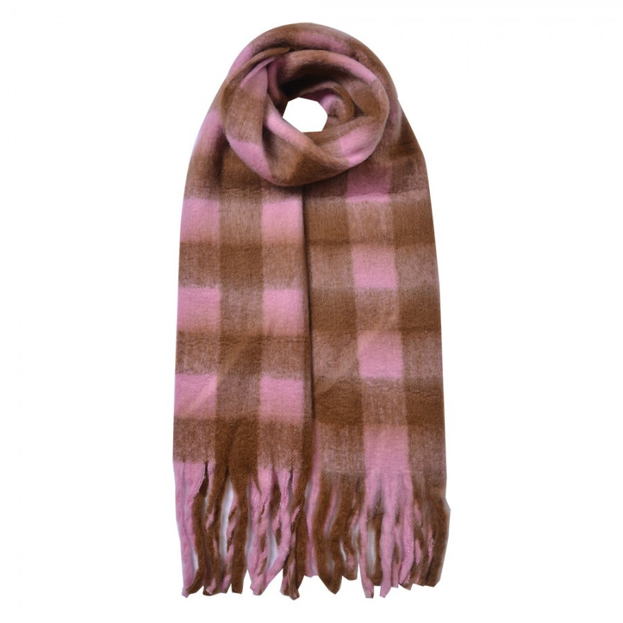 Winter Scarf Women 39x200 Cm Pink Synthetic - 39*200 cm