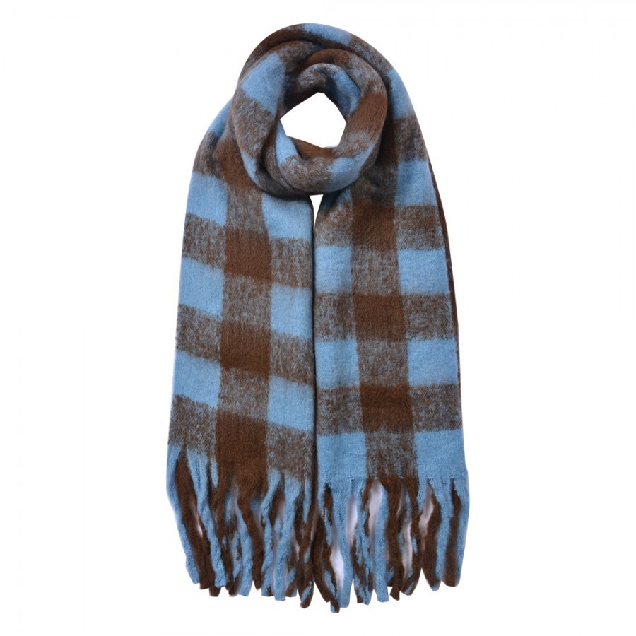 Winter Scarf Women 39x200 Cm Blue Synthetic - 39*200 cm