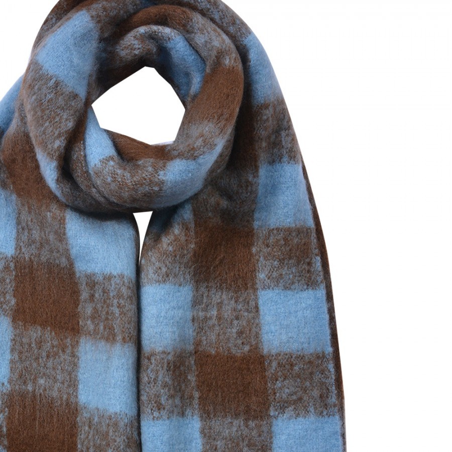 Winter Scarf Women 39x200 Cm Blue Synthetic - 39*200 cm Clayre & Eef Winter Scarf Women 39x200 Cm Blue Synthetic - 39*200 cm Clayre & Eef