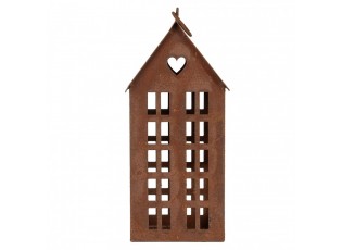 Rezavý svícen ve tvaru domku Rustic Charm - 13*11*30 cm