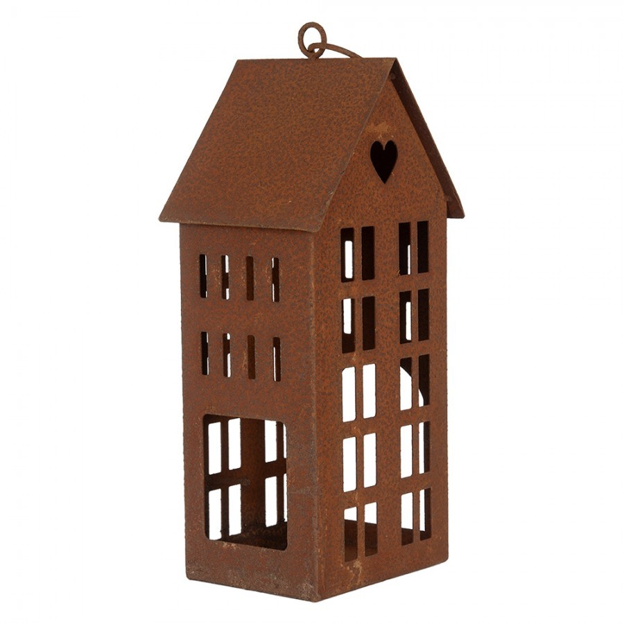 Rezavý svícen ve tvaru domku Rustic Charm - 13*11*30 cm Clayre & Eef Rezavý svícen ve tvaru domku Rustic Charm - 13*11*30 cm Clayre & Eef