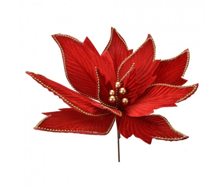 Artificial Flower Poinsettia ? 43x28 Cm Red Plastic - ? 43*28 cm Clayre & Eef