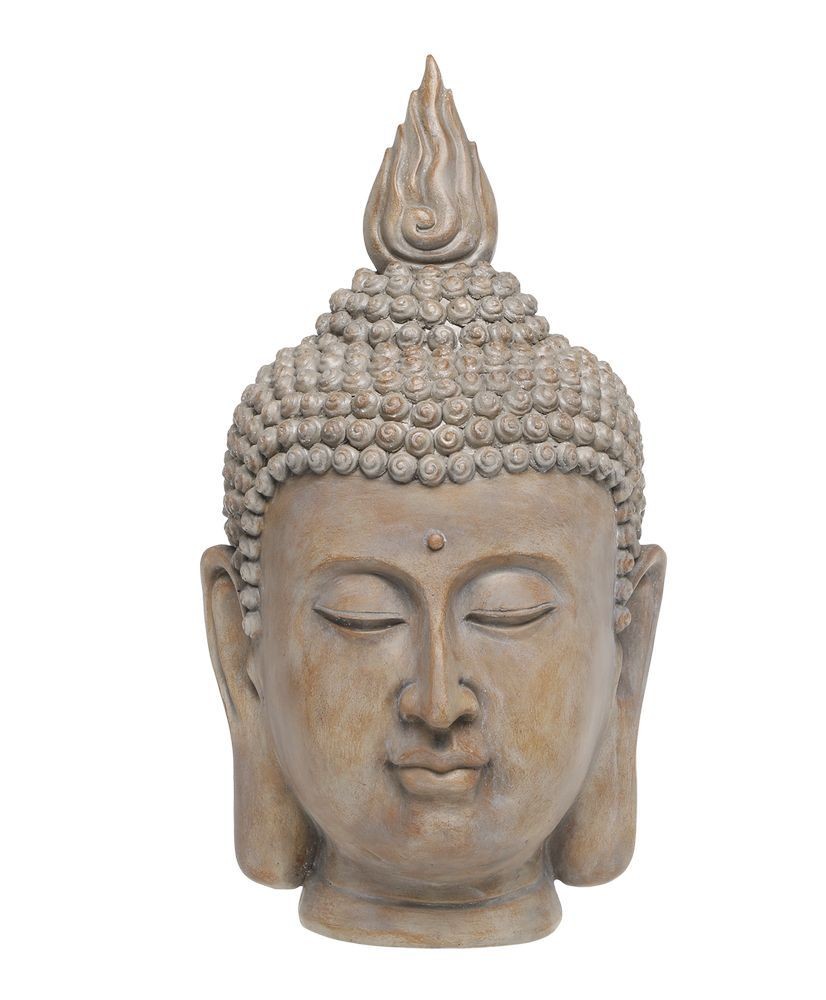 Béžová antik dekorace hlava Buddha - 21*22*40 cm