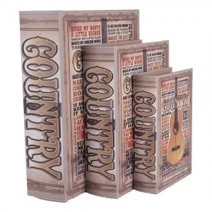 3ks úložný box kniha Country - 27*22*7 / 22*17*6 / 17*12*4 cm